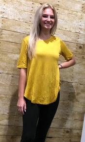 High Low Shirt tail Hem Loose Fit Top / MUSTARD