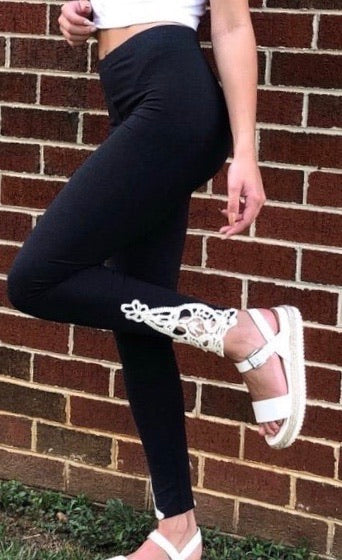 Lace Full Length Leggings / Navy